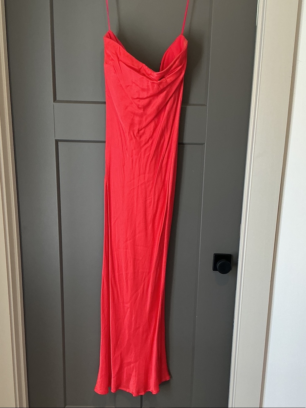 Fate Strapless Coral-Pink Cowl Slip Dress